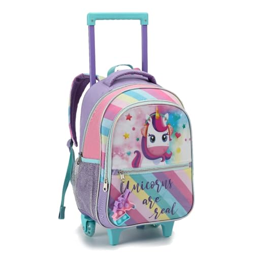 Kit Mochila Escolar Com Rodinhas Unicórnio Lancheira Estojo