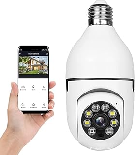 BBVP Security Camera Outdoor Wireless,Light Bulb Security Cameras with Color Night Vision,1080P CCTV Camera Surveillance Camera Home Security with Auto Tracking Human Detection 2-way Audio,White