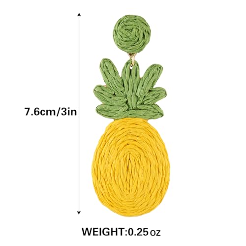 Image of Handmade Raffia Hoop Earrings Statement Tropical Bohemian Straw Dangle Earrings Natural Rattan Vacation Style Round Earrings for Women Summer Beach Party Essential Jewelry