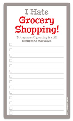 Guajolote Prints Funny Magnetic Grocery List, I Hate Grocery Shopping Novelty Gag Gift, 4.25 x 7.5