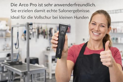 Rotschopf24 Edition: Akku Schermaschine Arco Pro für Wahl Hundeschermaschinen Liebhaber, ein XL Akku + 8 Metallaufsteckkämme + Tasche. Automatische Drehzahlegelung. Leise & leicht. 44204