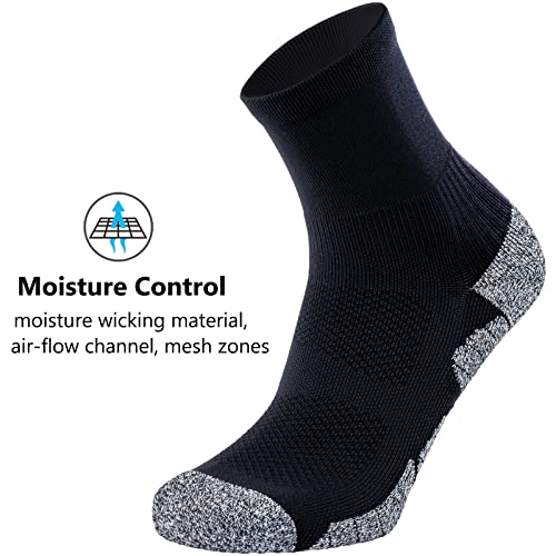 Cwvlc Compression Athletic Unisex Quarter Socks Cushioned, 4-Pair Black, L #TOP4