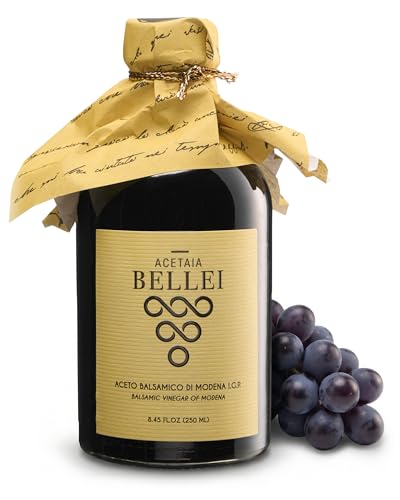 Acetaia Bellei Aged Balsamic Vinegar of Modena - Italian Aceto Balsamico di Modena IGP Certified, Product from Italy, Sweet & Sour, Perfect for Seafood, Salads, Fruit, and Cheese, Precious Yellow 1.24 - 250ml