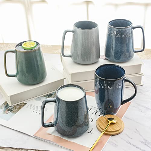 Cteahrow Large 21 OZ/600ml Ceramic Coffee Mugs, Large Capacity Mug with Handle,Extra Large Tea Cup,Dishwasher Microwave Safe,for Office and Home (Blue) - Image 5