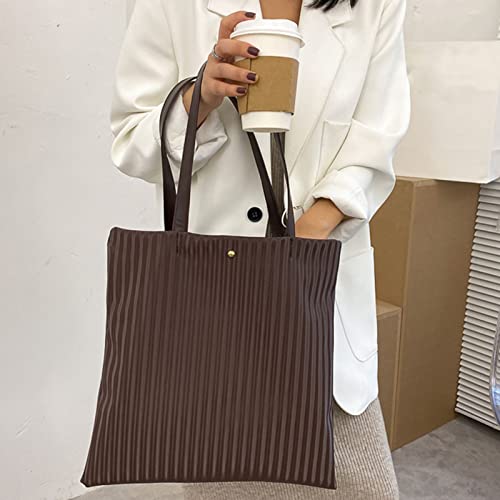 Taschen Häkeln Wolle 2022 Frauen Newsolid Color Einfache Umhängetasche aus PU- mit großer Kapazität Taschen Set (Brown, One Size)