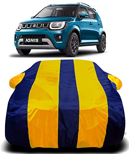 Image of Waterproof Car Cover with Ultra Surface Body Protection (Yellow Stripes) (Maruti Suzuki Ignis)