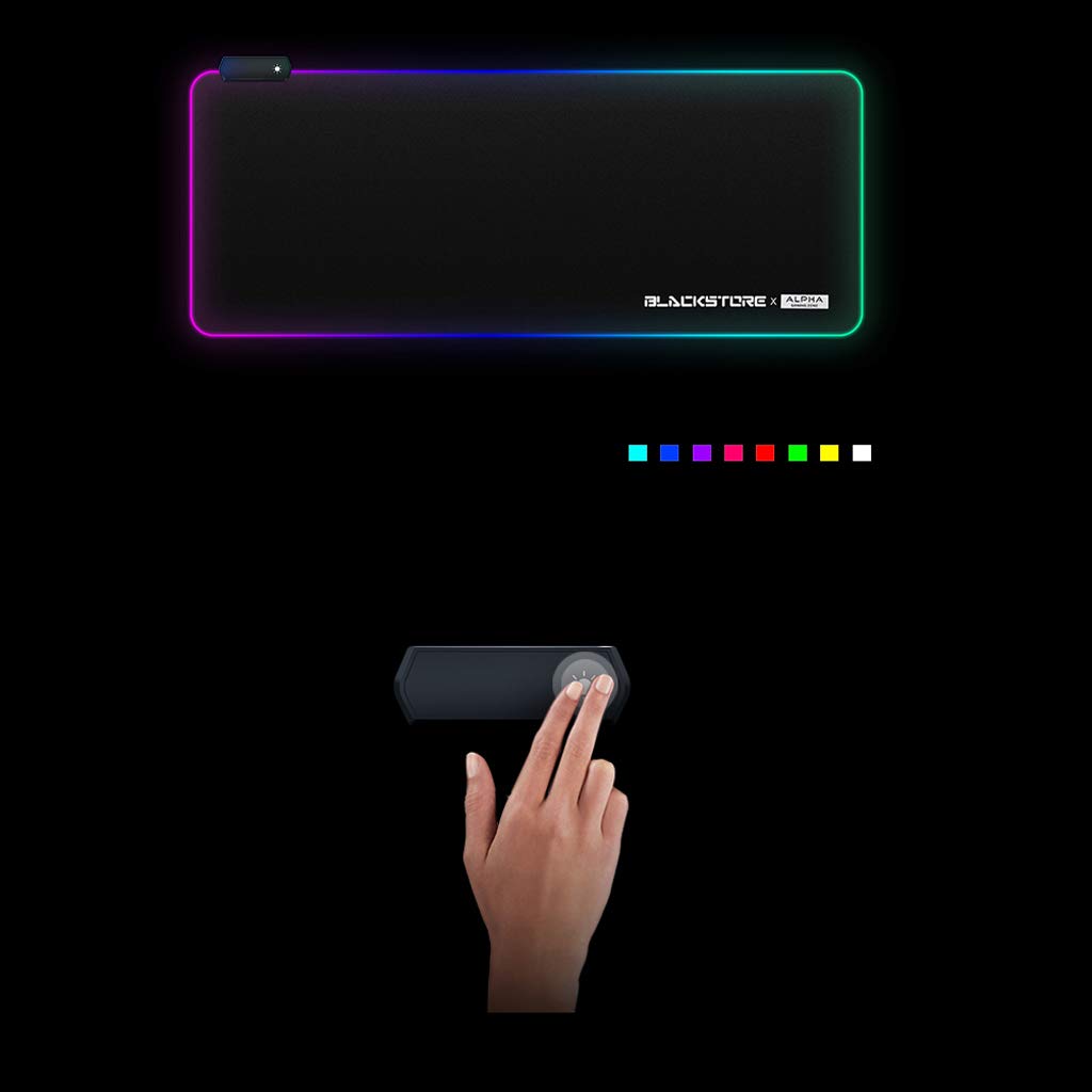 Podkładka pod mysz gamingowa z oświetleniem RGB, efekt chromu (7 kolorów LED/10 trybów oświetlenia/USB/twarda powierzchnia), mata antypoślizgowa do komputera, kolor czarny, 88 x 30 cm