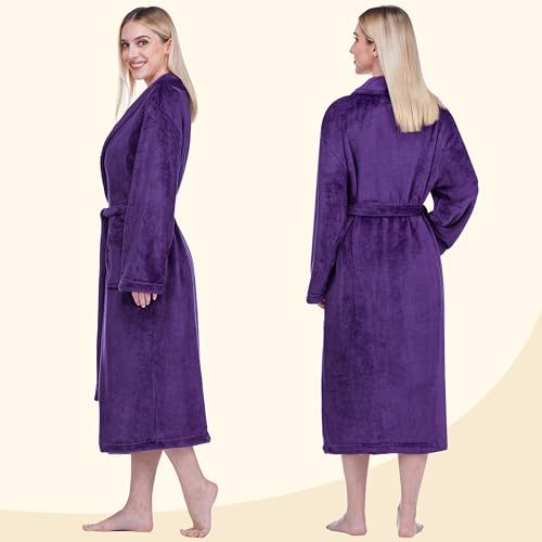 Image of PAVILIA Womens Robe Fleece Plush Soft, Fluffy Fuzzy Cozy Warm Bathrobe, Shower Spa House Long Robe for Women