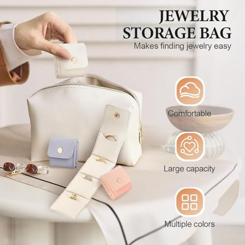 3pcs Mini Travel Jewelry Bag, Jewelry Organizer, Mini Pouch, Foldable Multifunctional Travel Jewelrys Roll Pouch, All-In-One, Can Be Carried With You, Suitable For Travel, Gift Givin2