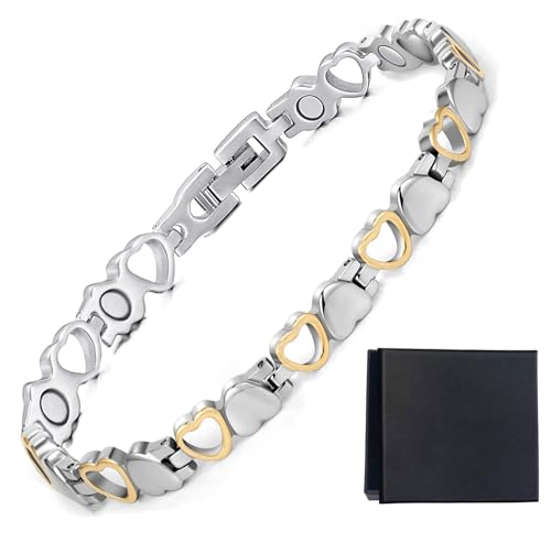 Pulseras magnéticas para amor Diseño de corazón Pulsera magnética de acero de titanio Regalos con extracción Caja de regalo y herramientas ajustables