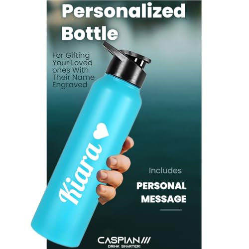 Image of CASPIAN / / / Hike Stainless Steel Customize Sipper Water Bottle Leak Proof Thunder for Fridge Home Office Travel School Kids Boys Girls Adults Sports Gym Yoga (B Teal 1 Litre, Set of 1)
