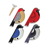 Genuine Fred Perched Bird Sponges, Set of 4 Sponges with Suction Cup Wooden Perch, Clever, Modern Design with Multilayer sponges, Non-Scratch and Safe for Cookware