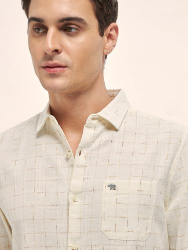 Image of THE BEAR HOUSE Men's Cotton Checked Slim Fit Shirt