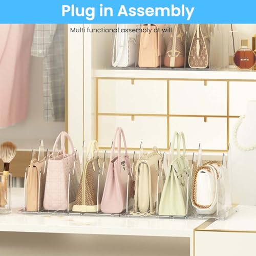 Image of HASTHIP Adjustable Wardrobe Divider, Purse Organizer for Handbag, Dividers for Bags, 4-Compartment Clear Bag Storage, Multi Purpose Desk Dividers for File Folders