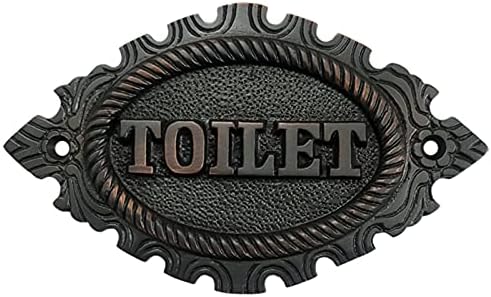 Adonai Hardware Decorative "TOILET" Brass Door Sign (Satin Brass)