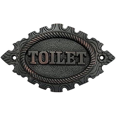 Adonai Hardware Decorative "TOILET" Brass Door Sign (Oil Rubbed Bronze) Cover
