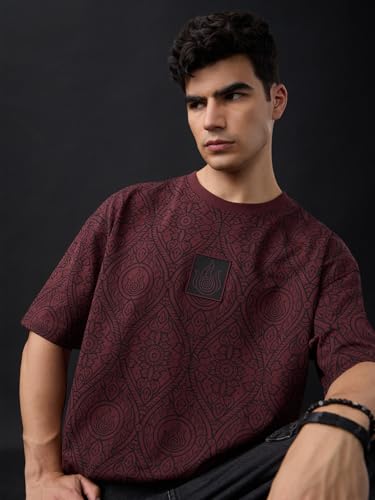 Image of The Souled Store Avatar: Air Fire Water Earth Bender Men and Boys Short Sleeves Round Neck Applique Pathed Woven Badge Casual Streetwear Cotton Oversized T-Shirt