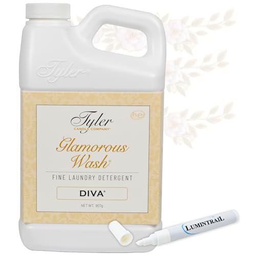 Tyler Glamorous Wash DIVA Detergente fino para ropa con bolígrafo removedor de manchas, detergente líquido DIVA diseñado para ropa, lavable a mano y a máquina, 32 onzas (DIVA)