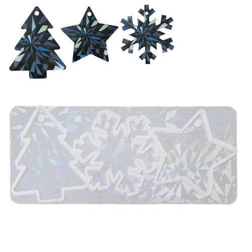 Ideen mit Herz Molde de silicona con efecto holográfico | abeto | cristal de hielo | estrella | colgante de Navidad | resina | molde de resina epoxi | molde holográfico | apto para alimentos