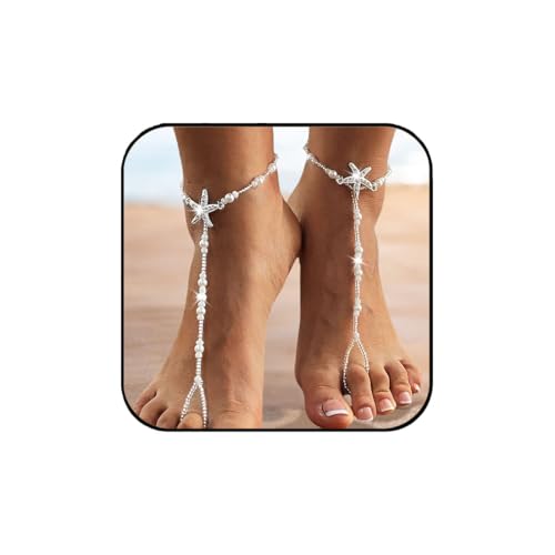 Starfish Barefoot Sandals Beach Pearl Wedding Barefoot Sandals Handmade Wedding Feet Jewelry for Women and Brides