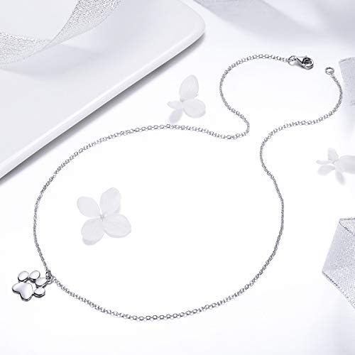 925 Sterling Silver Dog Paw Cat Panda Necklace for Women Cute Dainty Animal Pendant Necklace Gifts for Cat Mom Animals Lover…3