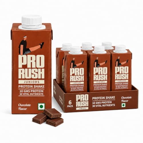 Image of ProRush Chocolate Protein Shake 250ml (Pack of 6) | Ready-to-Drink Protein Beverage with High Protein & Vitamins | Chocolate Flavour | Post Workout & Daily Nutrition Drink