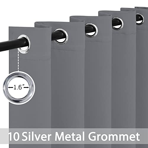 Yakamok Blackout Curtains Room Darkening Thermal Insulated Window Panels,Solid Grommet Top Drapes for Bedroom/Living Room(62Wx63L, Grey, 2 Panels)