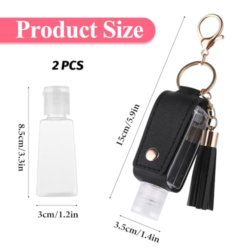 Portable Leather Hand Sanitizer Keychain - 2 Pack 30ml Bottles - Image 2