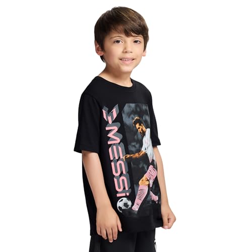 Image of Messi Boys' Lifestyle Short Sleeve T-Shirt, Slim-fit Graphic Tee, Cotton Blend Fabric
