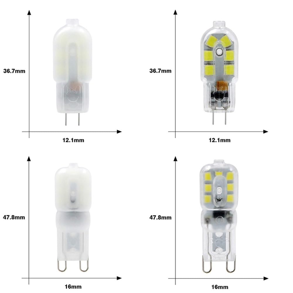 Fengyan Casa Lampadine, Confezione da 50, Mini Faretto LED G4/G9 AC220V 2W SMD2835 Faretto Lampadario con Copertura Trasparente/Lattiginosa Domestico Lampada(Warm White,G4 220V Milky)