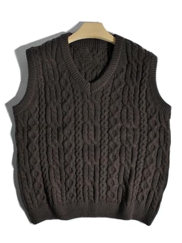 Men's V-Neck Sleeveless Knit Vest Casual Thick Computer Knitted Warm Vintage Sweater3