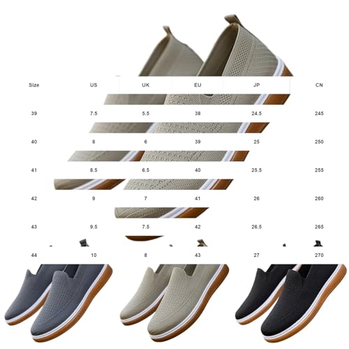 Mocasines de punto para hombre planos estilo retro e informales inteligentes, Khaki 38 2/3 5