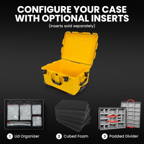 Image of NANUK 960 Empty Hard Case- Waterproof Travel Hard Case with Wheels, 25.4 inch x 20 inch x 14.5 inch, Dustproof and Impact-Resistant, Ideal for Heavy Loads - Yellow