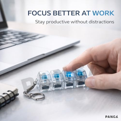 Image of PANCA Transparent Mechanical Switch Fidget Keychain for Stress Relief | Clicky Desk Toy for Adults | Portable EDC Keyring Gadget for Office, Travel & Daily Use with Tactile Feedback