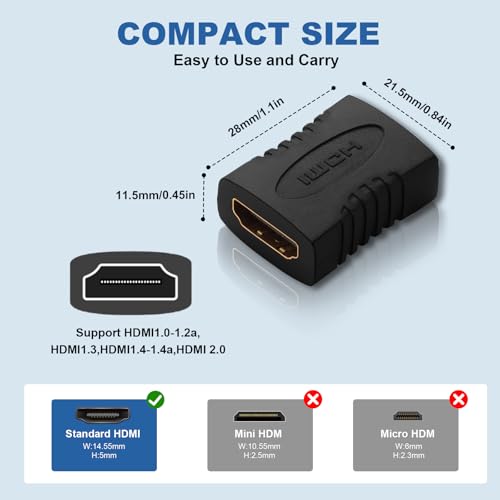 Adaptador HDMI hembra a hembra pack 6 unidades miniatura 6