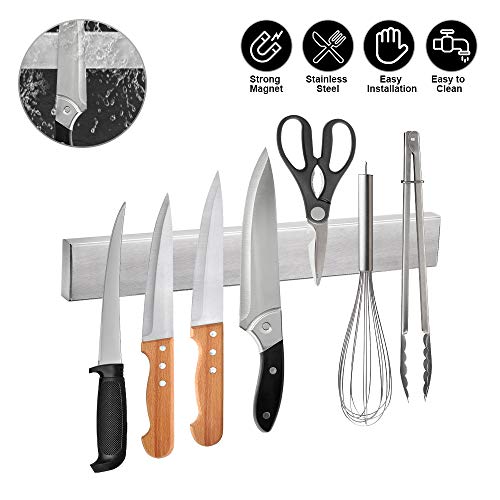 Ninonly Magnetic Knife Holder 30cm(12inch) Magnetic Knife Strip Self Adhesive Kitchen Utensil Organizer Knives Storage Magnetic Knife Rack Self Adhesive Secure & Easy Storage Kitchen Knives Rack - Image 4