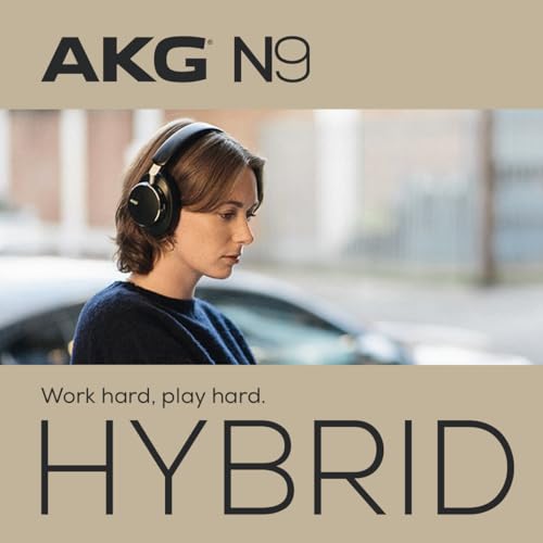 AKG N9 Hybrid Over-Ear Casque – Son cristallin sans Fil, True Adaptive Noise Cancelling, Qualité d’Appel certifiée Zoom, 100h d’autonomie, Bluetooth, USB-C, Noir
