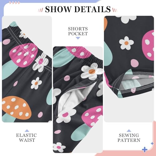 ZZXXB Mushroom Flowers Boys Long Pants Soft Trousers Elastic Waist Kids Lounge Bottoms with Pockets S-XL4