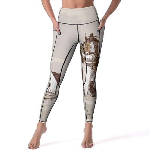 Yoga et jogging avec le legging femmes Phare Rétro taille haute S