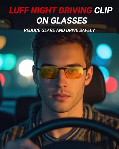 LUFF Night Vision Driving Clip-On Glasses, Polarized Anti-Glare for Wearing Over Glasses - Men and Women2