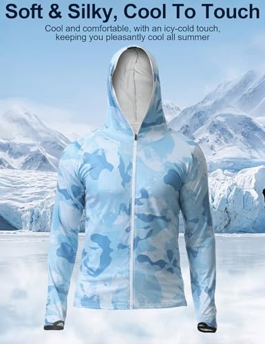 Image of Venzina Sunscreen Jacket for Men Fishing Sun Protection Jacket UPF 50+ Cooling Breathable Quick Dry Stylish Print Stretchable Design with Thumbholes Travel Hiking Camping