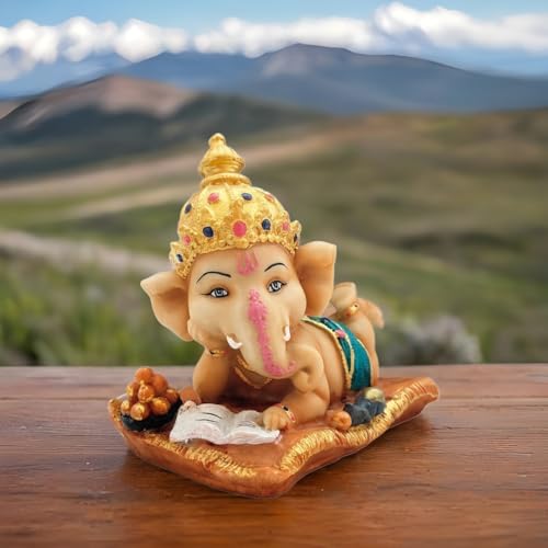 Image of YASHONIDHI Lord Ganpati Reading Book, Studying Bal Ganesha Cute Statue, Made of Resin, for Pooja Room, Living Room, Study Room, Home and Office Decoration, Showpiece for Gift Purpose