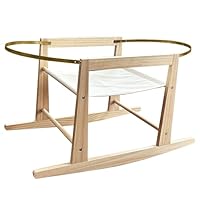 Calvana Wooden Rocking Basket Stand Compatible with Moses Baskets for Newborns, Locking Mechanism & Adjustable Strap, Natural Wood, 35\" x 18.5\" x 19\", Basket Not Included