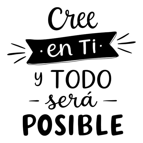 Vinilo Adhesivo Decorativo para Pared, Pegatina con Frase Motivadora Cree en Ti y Todo Será Posible para Hogar, Habitación o Estudio (Negro, 20 x 20 cm)