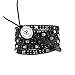 Christinelle, Leather Wrap Bracelet, Beaded Bracelets for Women, Five Rows Matte Black Beads, 36"