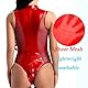 MIZSPISE Latex Dessous Damen Bodysuit Sexy Unterwäsche Reizwäsche Zipper Erotic Wetlook Outfit Babydoll Lackleder Lingerie Lack Nahtlose Party Leder (Rot, Einheitsgröße)