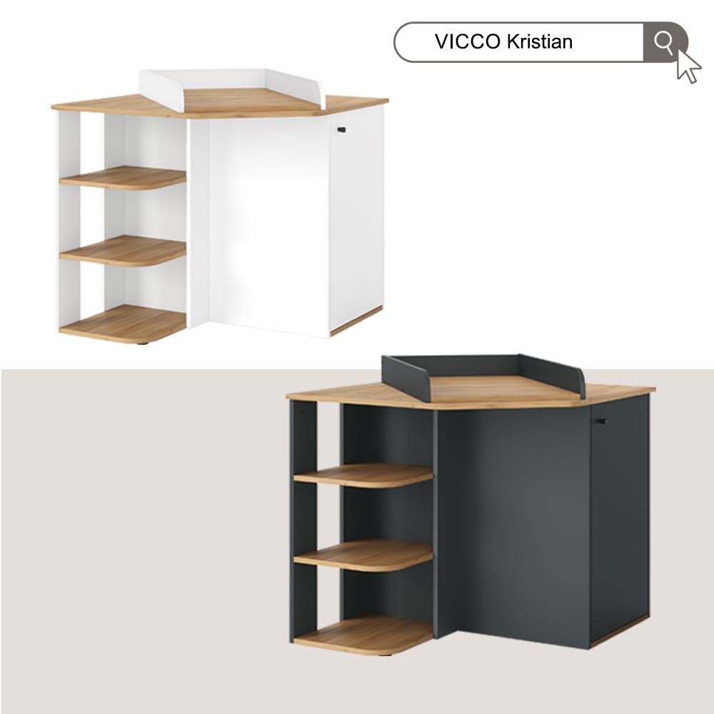 Vicco Commode à Langer Kristian, Anthracite/Artisan, 85x77.3cm avec 3 Compartiments fermés, pour Une Utilisation comme Table à Langer et Espace de Rangement