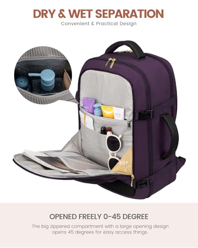 Image of LOVEVOOK Carry On Travel Backpack For Women Flight Approved, 50L Large Personal Item Backpack Travel Bag for Airplanes, Business 18 Inch Laptop Backpack, Weekender Overnight Daypack, With 3 Cubes