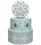 TUSIMI Cookies Jars,Tins with Lids,Set of 3, Christmas Festive Cookie Tins for Gift Giving & Holi...