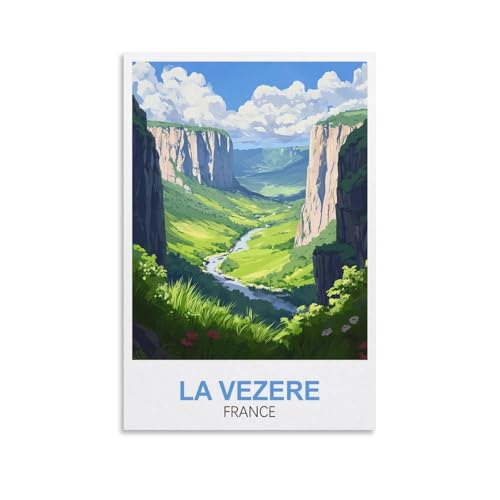 CLFMHNAS La Vezere France Affiche de voyage vintage 20 x 30 cm